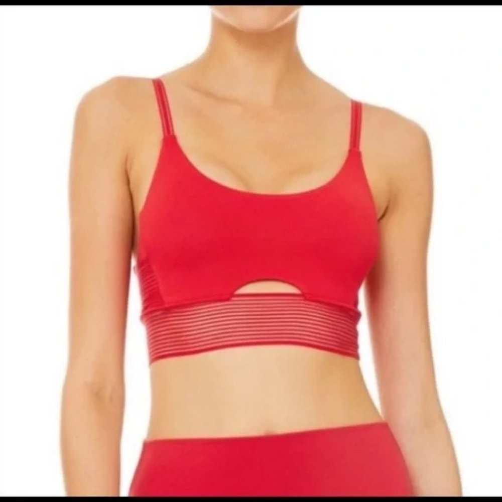 NWT Alo Yoga Line-Up Sports Bra - Size M - Red/Scarlet